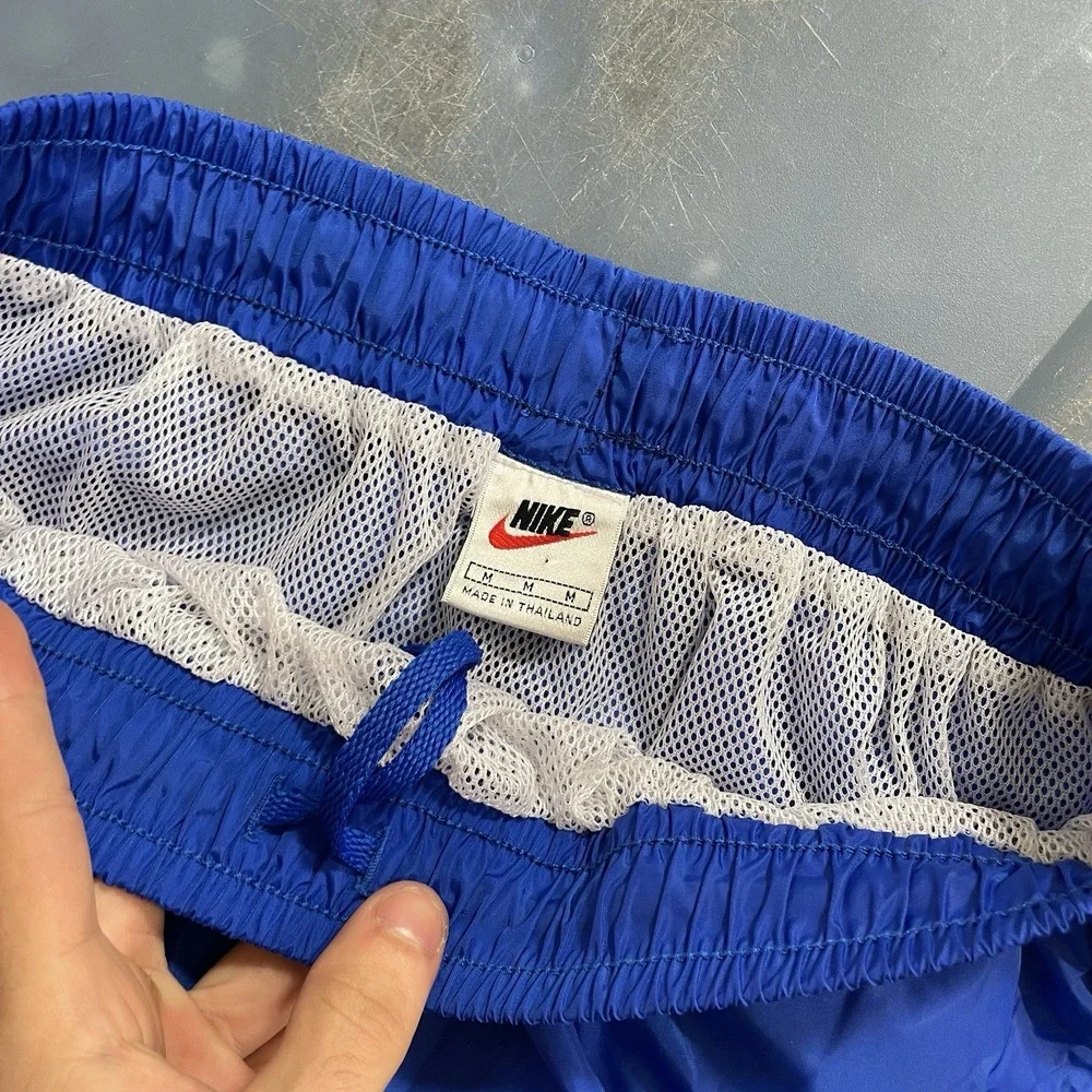 Vtg 80s Nike Track Shorts Mens Medium Nylon Shell Thailand White Tag Mesh Lined